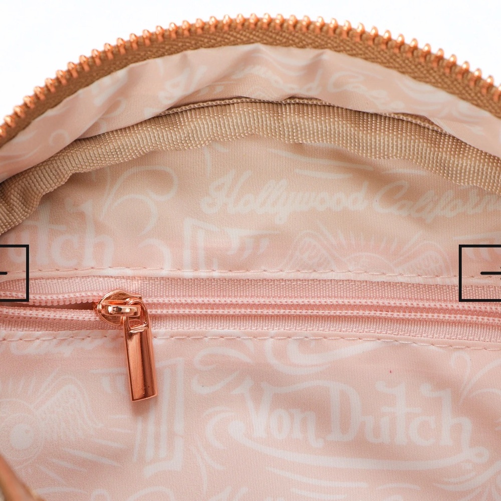 VON DUTCH ROSE GOLD REFLECTIVE BOWLING BAG NWT - Picture 6 of 7
